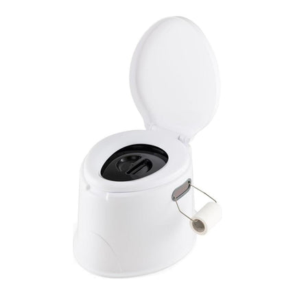 Trendmix Draagbaar Camping Toilet 5L - Lichtgewicht Buiten Toilet met Uitneembare Binnenemmer - Houder voor Toiletpapier Chemisch Toilet Wit/Grijs
