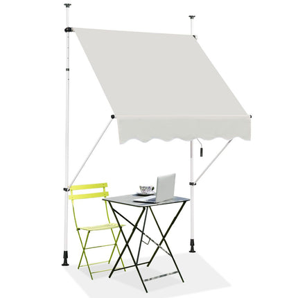 Trendmix Uitschuifbare Klemluifel Zonwering met Slinger - Hoogte Verstelbaar - 150 x 120 cm Beige