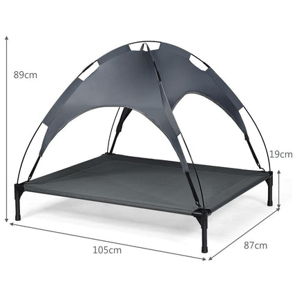 Trendmix Verhoogd Hondenbed Met Luifel - Hondenligstoel Huisdierbed Tent - Belastbaar tot 20 kg - Grijs 105 x 87 x 89 cm