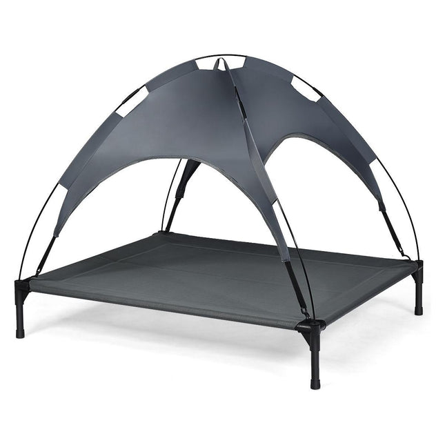 Trendmix Verhoogd Hondenbed Met Luifel - Hondenligstoel Huisdierbed Tent - Belastbaar tot 20 kg - Grijs 105 x 87 x 89 cm