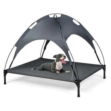 Trendmix Verhoogd Hondenbed Met Luifel - Hondenligstoel Huisdierbed Tent - Belastbaar tot 20 kg - Grijs 105 x 87 x 89 cm