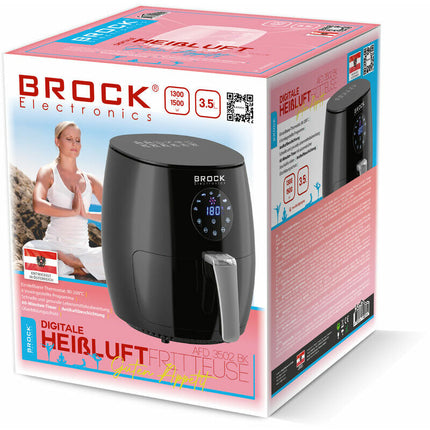 Brock Electronics Digitale Airfryer 3.5 Liter 1200W PFAS Vrij - Heteluchtfriteuse - Zwart - 6 Automatische Programma's