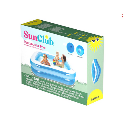 Sunclub Opblaasbaar Tuinzwembad 200x150x50 cm – Familie Zwembad voor Kinderen en Peuters – Opblaasbaar Kinderzwembad voor Tuin, Camping en Zomer Waterplezier