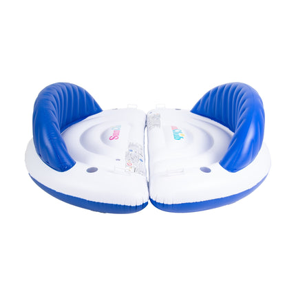 Sunclub Luxe Zwembad Luchtbed met Rugleuning – Drijvend Waterhangmat XXL Blauw/Wit