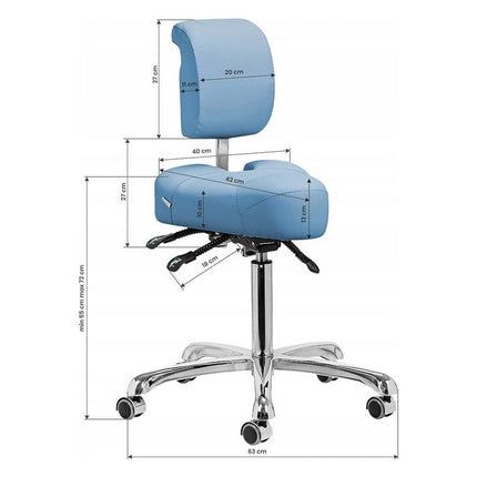 Giovanni Ergonomische Podologie Cosmetische Zadelkruk Met Rugleuning - Kapperskruk Pedicure Schoonheidsspecialist Blauw