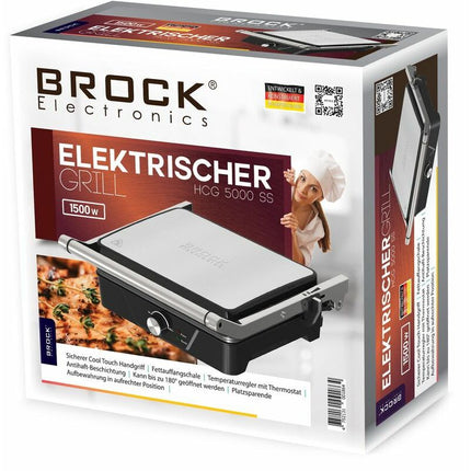 Brock Electronics Grote Contactgrill - Tafelgrill - Grillplaat: 30 x 24 cm - Instelbare Temperatuur - Tosti Apparaat - PFAS Vrij - 1500 W
