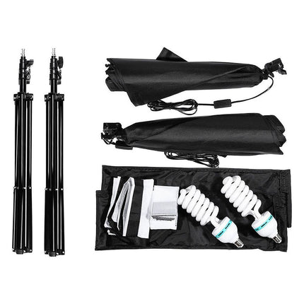 Softbox Studiolamp Set van 2 - Fotografie Lampen met Statief - In Hoogte Verstelbaar - 48 x 67 cm - Zwart