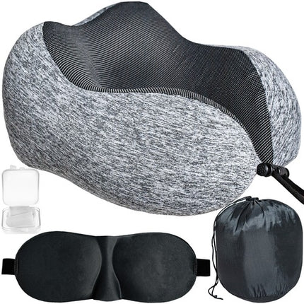 3 delige memory foam nekkussen inclusief slaapmasker en oordopjes