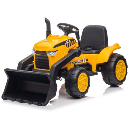 Elektrische kinder tractor met voorlader en trailer - accu tractor voor kinderen tot 30kg max 2,5 - 3,5km/h geel