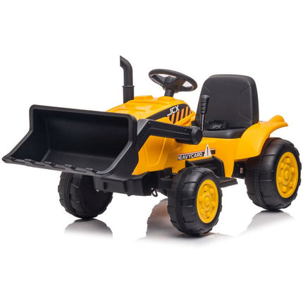Elektrische kinder tractor met voorlader en trailer - accu tractor voor kinderen tot 30kg max 2,5 - 3,5km/h geel