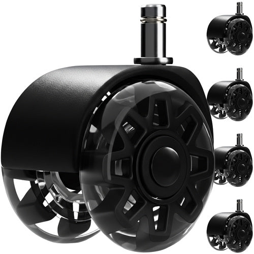 Universele bureaustoelwielen  – Set van 5 – Stille PU Wielen – 11x22 mm – Krasvrij & 360° Draaibaar – Voor Parket, Tegels en Tapijt