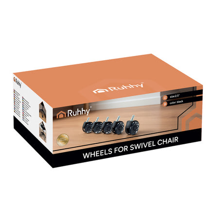 Universele bureaustoelwielen  – Set van 5 – Stille PU Wielen – 11x22 mm – Krasvrij & 360° Draaibaar – Voor Parket, Tegels en Tapijt