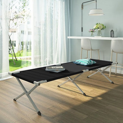 Veldbed 1 Persoons opvouwbare stretcher met opbergtas zwart