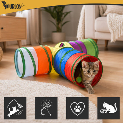 Katten Speelgoedset 24-delig XXL – Kattentunnel 80 cm – Hengel – Speelballen – Speelmuizen – Interactief Kattenspeelgoed