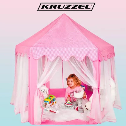 Kruzzel Speeltent Paleistent Kinder Tent  - Tipi Voor Binnen en Buiten - Roze - 135 x 135 x 140 cm