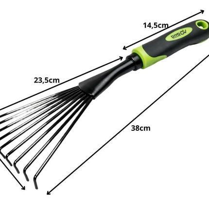 Handhark 38 cm – Waaierhark – Tuinhark voor Bloemen, Borders en Bladeren – Metalen Tanden