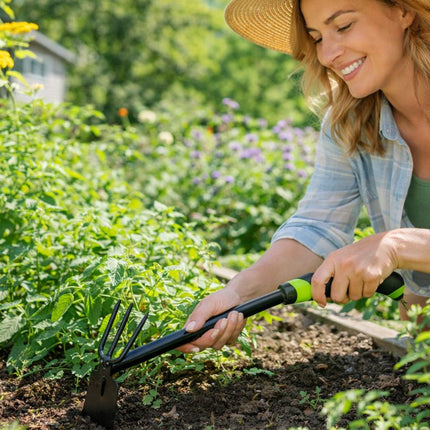Dubbele Handhak 31 cm – Handcultivator en Tuinhak – 2-in-1 Onkruidwieder – Voor Losmaken van Grond en Wieden