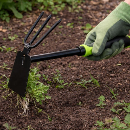 Dubbele Handhak 31 cm – Handcultivator en Tuinhak – 2-in-1 Onkruidwieder – Voor Losmaken van Grond en Wieden