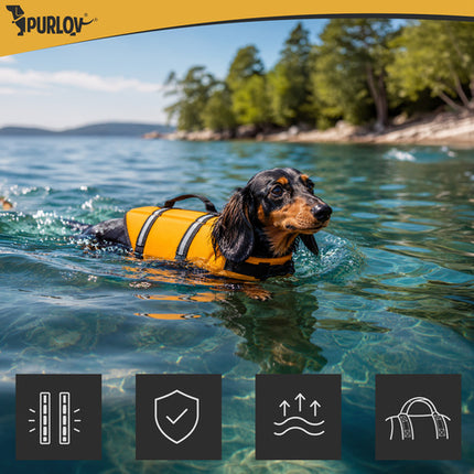 Reddingsvest Hond M – Honden Zwemvest 7-10 kg – Veiligheidsvest voor Honden – Reflecterend – Geel