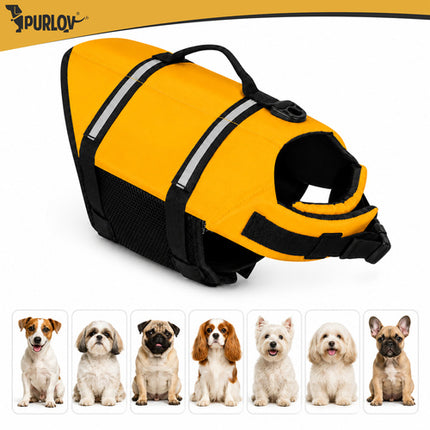 Reddingsvest Hond M – Honden Zwemvest 7-10 kg – Veiligheidsvest voor Honden – Reflecterend – Geel