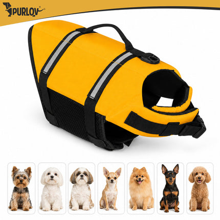 Reddingsvest Hond S – Honden Zwemvest 4-7 kg – Veiligheidsvest voor Honden – Reflecterend – Geel