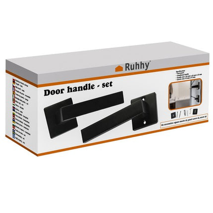 Ruhhy Zwarte Matte Deurklink voor Binnendeuren – Modern Design – Inclusief Rozet – Stil & Duurzaam – Universeel Links en Rechts Monteerbaar