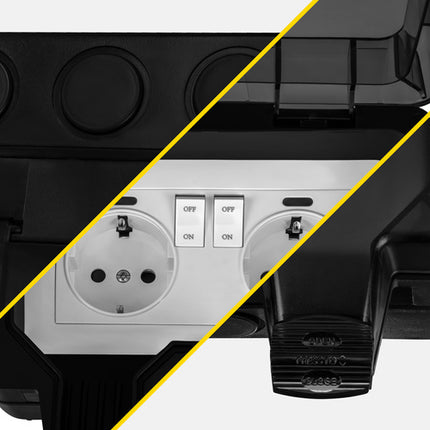 Dubbel Buitenstopcontact IP66 – Waterdicht 230V 16A – Opbouw Wandcontactdoos met Klep – Buitenstopcontact Zwart - Voordeelstore.nl
