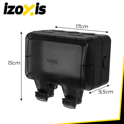 Dubbel Buitenstopcontact IP66 – Waterdicht 230V 16A – Opbouw Wandcontactdoos met Klep – Buitenstopcontact Zwart - Voordeelstore.nl