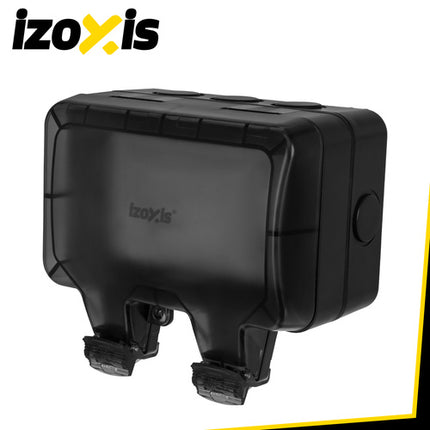 Dubbel Buitenstopcontact IP66 – Waterdicht 230V 16A – Opbouw Wandcontactdoos met Klep – Buitenstopcontact Zwart - Voordeelstore.nl