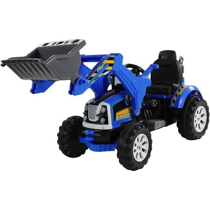 Elektrische ride-on kinder tractor met voorlader - Accu tractor voor kinderen tot 30kg max 3-6 km/h Blauw - bulldozer