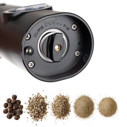 Ruhhy Elektrische Peper- en Zoutmolens Set – 2 Stuks – Keramisch Mechanisme – Instelbare Maalgraad – LED Verlichting – Zwarte Luxe Kruidenmolens