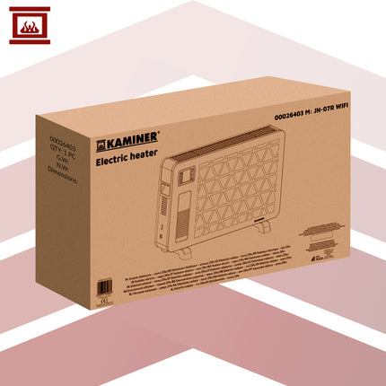 Kaminer Ziflo 2300W Elektrische Convectorkachel – WiFi App-bediening – Energiebesparend – Turboheater – 24H Timer – Oververhittings- & Kantelbeveiliging