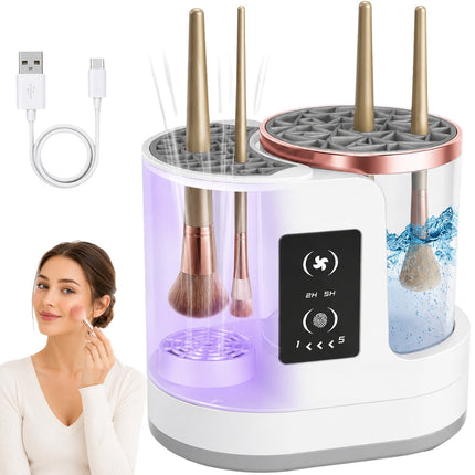 Elektrische Make-up Kwastenreiniger – Automatische Kwastenreiniger met Droogfunctie – USB-C – Wit