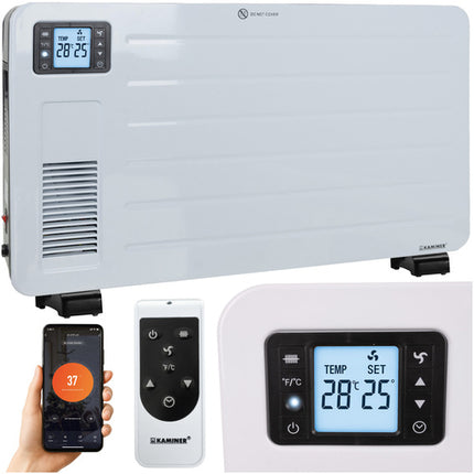 Kaminer Ziflo 2300W Elektrische Convectorkachel – Wit – WiFi App-bediening – Energiebesparend – Turboheater – 24H Timer – Oververhittings- & Kantelbeveiliging