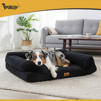 Orthopedische Hondenmand M 80 x 65 cm – Ergonomisch Hondenbed met Traagschuim – Wasbare Hoes – Antislip – Zwart