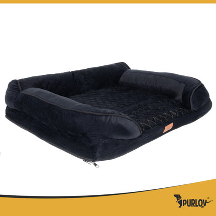 Orthopedische Hondenmand M 80 x 65 cm – Ergonomisch Hondenbed met Traagschuim – Wasbare Hoes – Antislip – Zwart