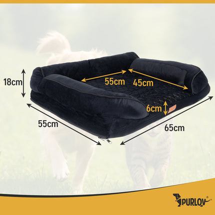 Orthopedische Hondenmand S 65 x 55 cm – Ergonomisch Hondenbed met Traagschuim – Wasbare Hoes – Antislip – Zwart