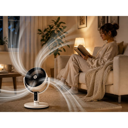 Staande Ventilator met Afstandsbediening – Oplaadbaar – 10 Snelheden – Oscillerend – Verstelbare Hoogte – LED Display – Wit/Zwart