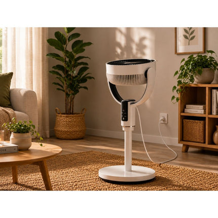 Staande Ventilator met Afstandsbediening – Oplaadbaar – 10 Snelheden – Oscillerend – Verstelbare Hoogte – LED Display – Wit/Zwart