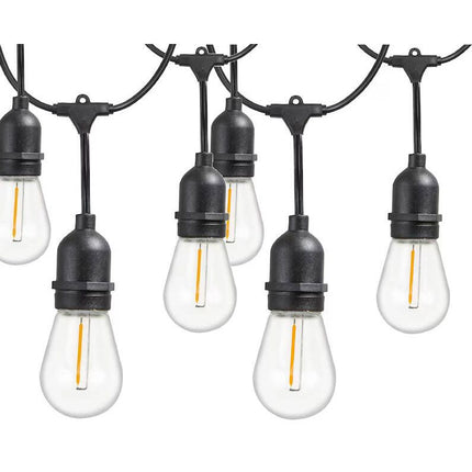 Extra Lange Lichtslinger buiten 20 meter met 20 LED lampen E27 – warm wit – IP44 – koppelbaar – voor tuin, terras en balkon