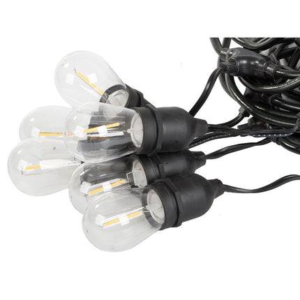 Extra Lange Lichtslinger buiten 20 meter met 20 LED lampen E27 – warm wit – IP44 – koppelbaar – voor tuin, terras en balkon