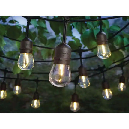 Extra Lange Lichtslinger buiten 20 meter met 20 LED lampen E27 – warm wit – IP44 – koppelbaar – voor tuin, terras en balkon