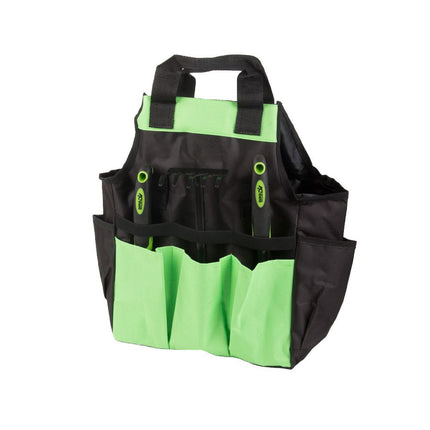 Tuingereedschapset 3-delig met Tas – Tuinset met Troffel, Hark en Handvork – Tuingereedschap – Ergonomisch – Zwart/Groen