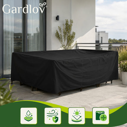 Gardlov Tuinmeubelhoes 205 x 160 x 70 cm – Waterdichte Beschermhoes – UV-Bestendig – Hoes voor Tuinset, Loungeset en Tuintafel – Zwart