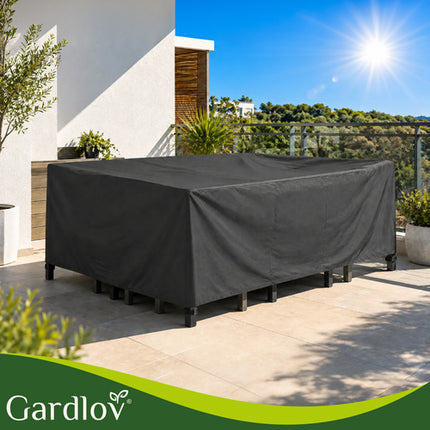 Gardlov Tuinmeubelhoes 205 x 160 x 70 cm – Waterdichte Beschermhoes – UV-Bestendig – Hoes voor Tuinset, Loungeset en Tuintafel – Zwart