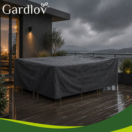 Gardlov Tuinmeubelhoes 205 x 160 x 70 cm – Waterdichte Beschermhoes – UV-Bestendig – Hoes voor Tuinset, Loungeset en Tuintafel – Zwart