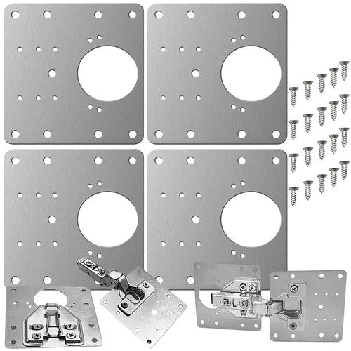 Scharnier Reparatieplaat Set 4 Stuks – 9x9 cm – RVS Hinge Repair Plate – Universeel voor Kastdeuren & Keukenkasten