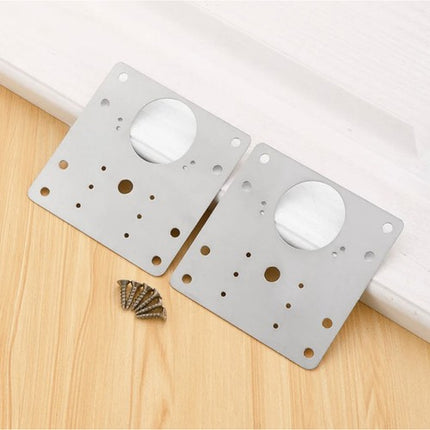 Scharnier Reparatieplaat Set 4 Stuks – 9x9 cm – RVS Hinge Repair Plate – Universeel voor Kastdeuren & Keukenkasten
