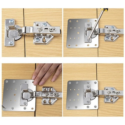 Scharnier Reparatieplaat Set 4 Stuks – 9x9 cm – RVS Hinge Repair Plate – Universeel voor Kastdeuren & Keukenkasten