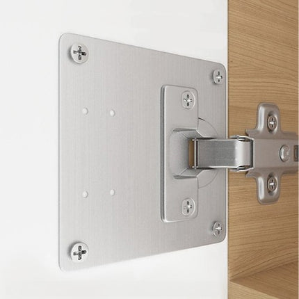 Scharnier Reparatieplaat Set 4 Stuks – 9x9 cm – RVS Hinge Repair Plate – Universeel voor Kastdeuren & Keukenkasten